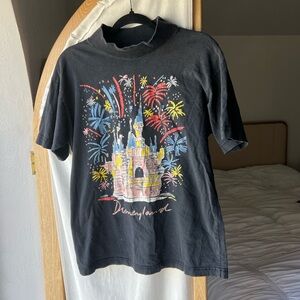 Vintage 90s Ken Done Black Disneyland Fireworks T-Shirt